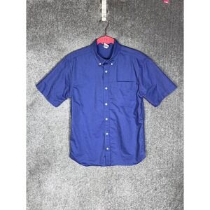 Old Navy Button‎ Down Shirt Boy Size XXL Blue Short Sleeve Chest Pocket Vintage